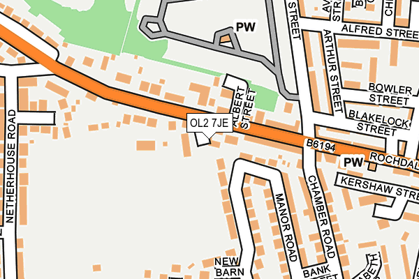 OL2 7JE map - OS OpenMap – Local (Ordnance Survey)