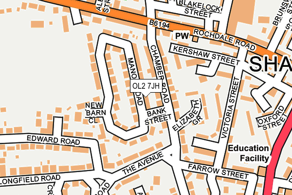 OL2 7JH map - OS OpenMap – Local (Ordnance Survey)