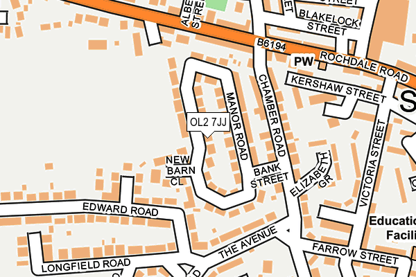 OL2 7JJ map - OS OpenMap – Local (Ordnance Survey)