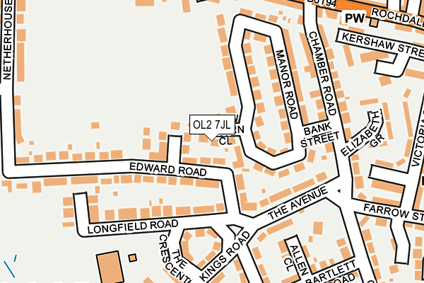 OL2 7JL map - OS OpenMap – Local (Ordnance Survey)