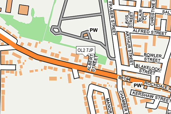 OL2 7JP map - OS OpenMap – Local (Ordnance Survey)