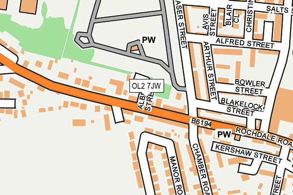 OL2 7JW map - OS OpenMap – Local (Ordnance Survey)