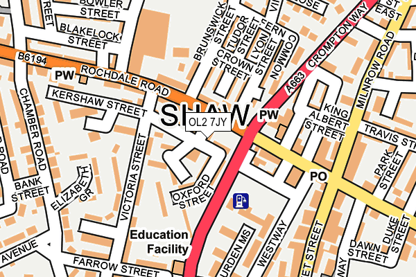 OL2 7JY map - OS OpenMap – Local (Ordnance Survey)