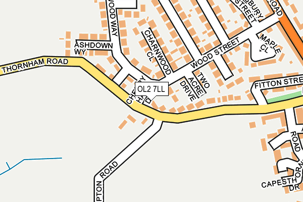 OL2 7LL map - OS OpenMap – Local (Ordnance Survey)
