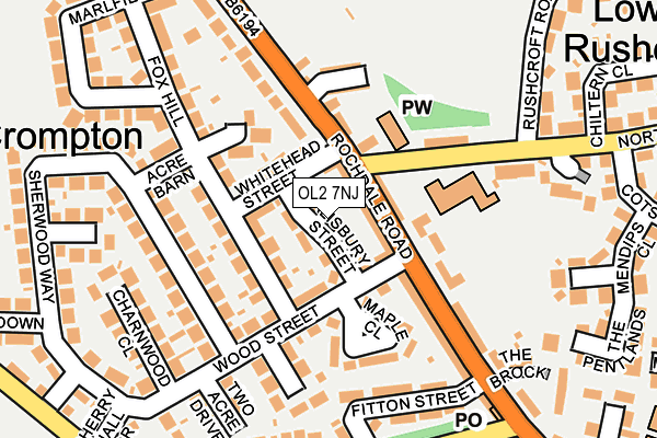 OL2 7NJ map - OS OpenMap – Local (Ordnance Survey)