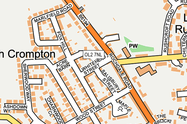 OL2 7NL map - OS OpenMap – Local (Ordnance Survey)