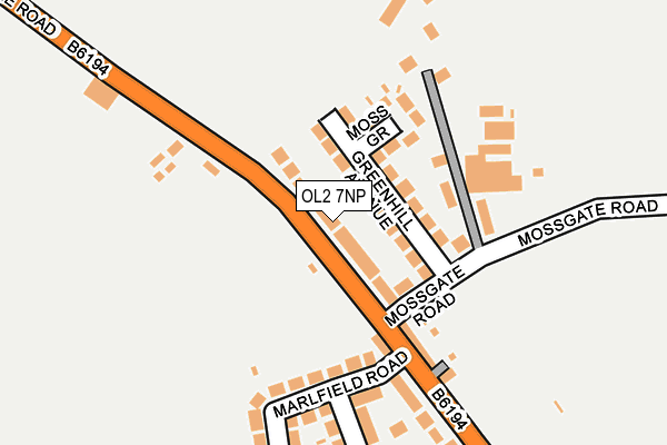 OL2 7NP map - OS OpenMap – Local (Ordnance Survey)