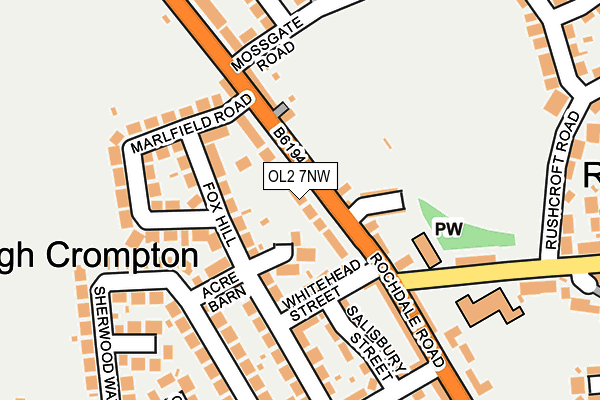 OL2 7NW map - OS OpenMap – Local (Ordnance Survey)