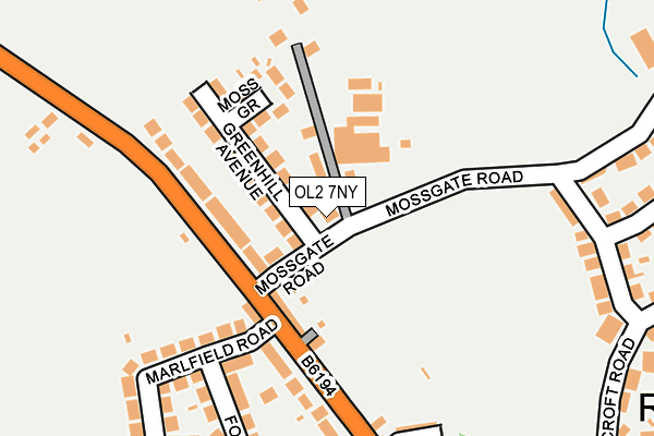 OL2 7NY map - OS OpenMap – Local (Ordnance Survey)
