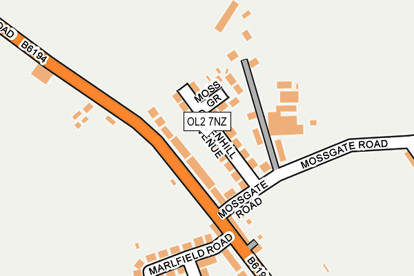 OL2 7NZ map - OS OpenMap – Local (Ordnance Survey)