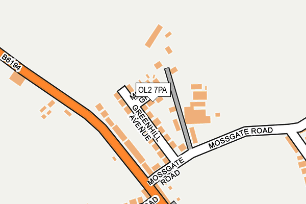 OL2 7PA map - OS OpenMap – Local (Ordnance Survey)