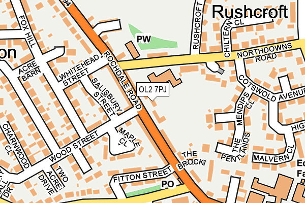 OL2 7PJ map - OS OpenMap – Local (Ordnance Survey)