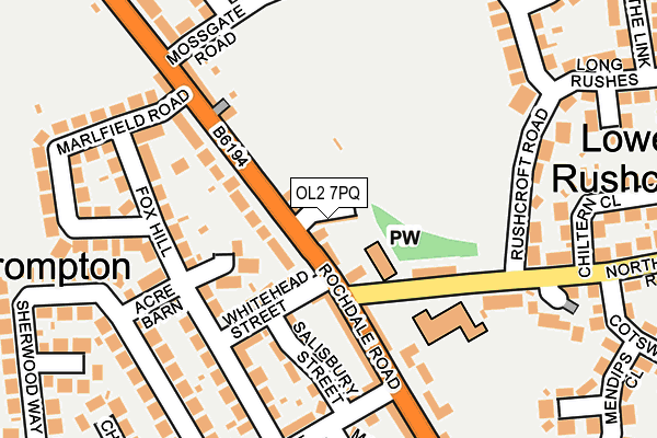 OL2 7PQ map - OS OpenMap – Local (Ordnance Survey)