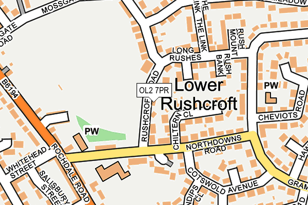 OL2 7PR map - OS OpenMap – Local (Ordnance Survey)