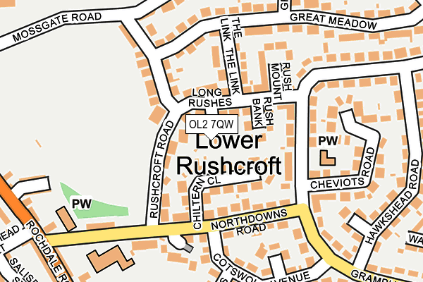 OL2 7QW map - OS OpenMap – Local (Ordnance Survey)