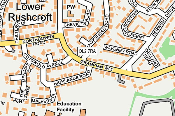 OL2 7RA map - OS OpenMap – Local (Ordnance Survey)