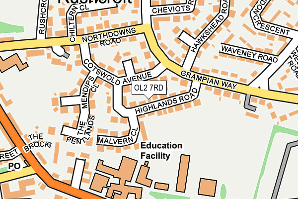 OL2 7RD map - OS OpenMap – Local (Ordnance Survey)