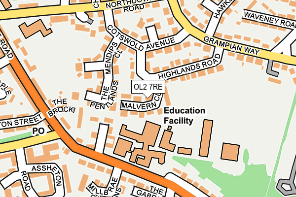 OL2 7RE map - OS OpenMap – Local (Ordnance Survey)