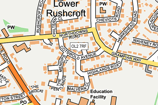 OL2 7RF map - OS OpenMap – Local (Ordnance Survey)