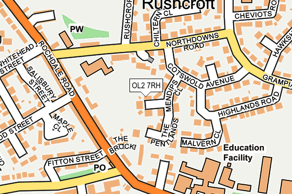 OL2 7RH map - OS OpenMap – Local (Ordnance Survey)