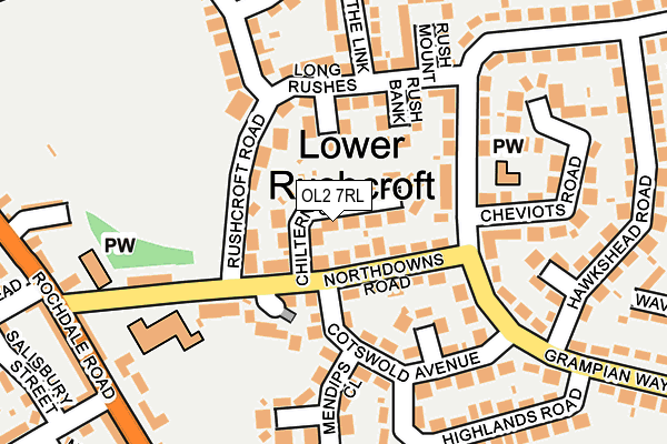 OL2 7RL map - OS OpenMap – Local (Ordnance Survey)
