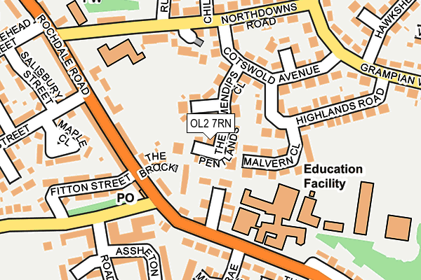 OL2 7RN map - OS OpenMap – Local (Ordnance Survey)