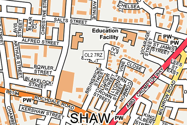 OL2 7RZ map - OS OpenMap – Local (Ordnance Survey)