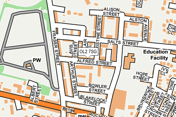 OL2 7SG map - OS OpenMap – Local (Ordnance Survey)