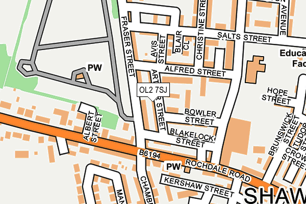 OL2 7SJ map - OS OpenMap – Local (Ordnance Survey)