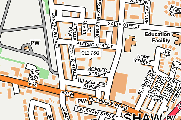 OL2 7SQ map - OS OpenMap – Local (Ordnance Survey)