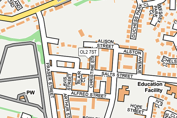 OL2 7ST map - OS OpenMap – Local (Ordnance Survey)