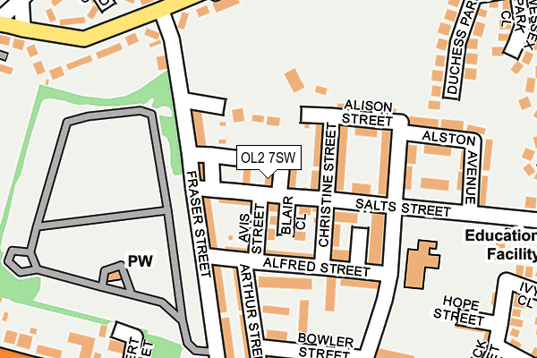 OL2 7SW map - OS OpenMap – Local (Ordnance Survey)