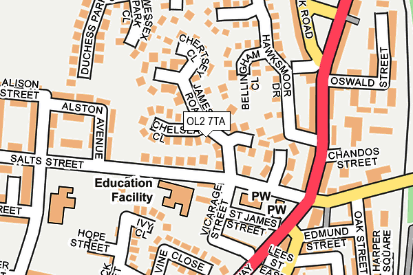 OL2 7TA map - OS OpenMap – Local (Ordnance Survey)