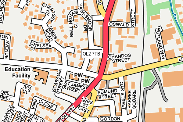 OL2 7TB map - OS OpenMap – Local (Ordnance Survey)
