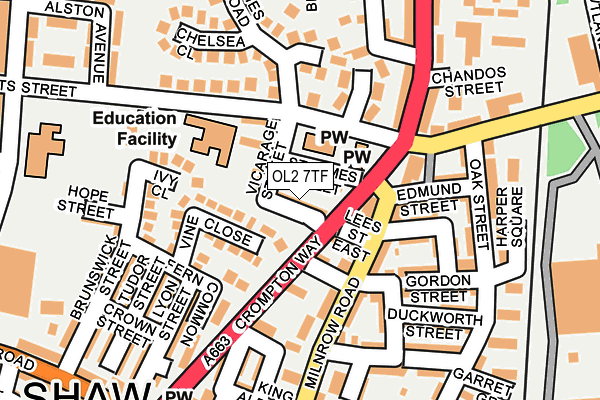 OL2 7TF map - OS OpenMap – Local (Ordnance Survey)