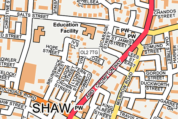 OL2 7TG map - OS OpenMap – Local (Ordnance Survey)