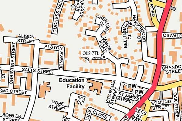 OL2 7TL map - OS OpenMap – Local (Ordnance Survey)