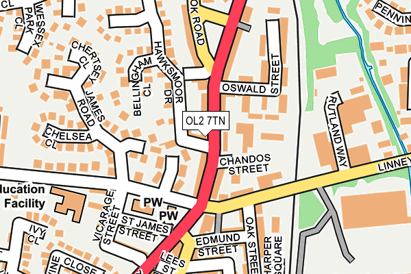 OL2 7TN map - OS OpenMap – Local (Ordnance Survey)