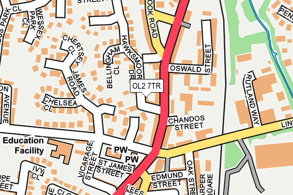OL2 7TR map - OS OpenMap – Local (Ordnance Survey)