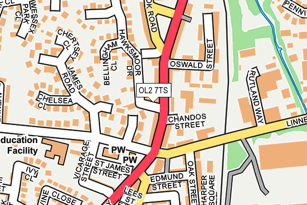 OL2 7TS map - OS OpenMap – Local (Ordnance Survey)