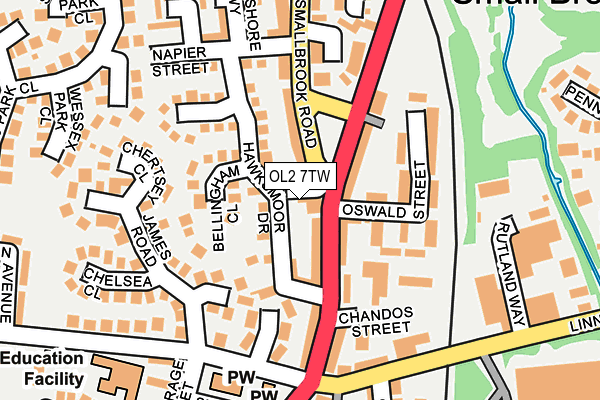 OL2 7TW map - OS OpenMap – Local (Ordnance Survey)