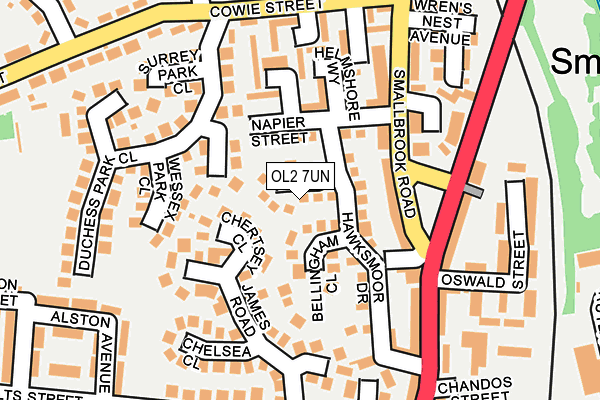 OL2 7UN map - OS OpenMap – Local (Ordnance Survey)
