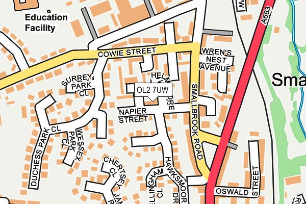 OL2 7UW map - OS OpenMap – Local (Ordnance Survey)