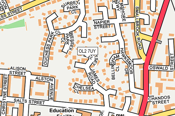 OL2 7UY map - OS OpenMap – Local (Ordnance Survey)