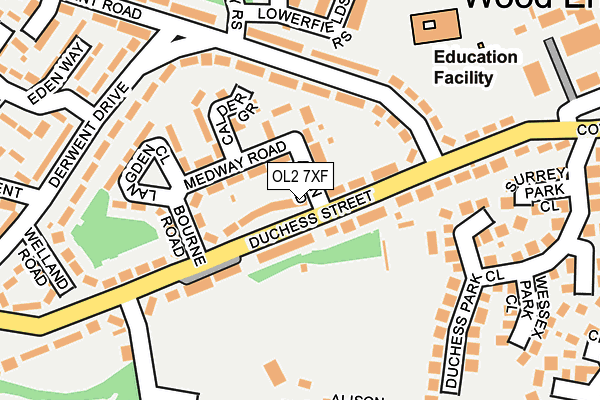 OL2 7XF map - OS OpenMap – Local (Ordnance Survey)