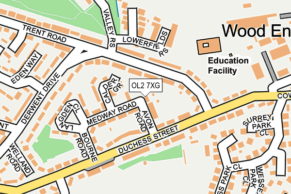 OL2 7XG map - OS OpenMap – Local (Ordnance Survey)