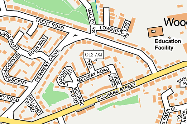 OL2 7XJ map - OS OpenMap – Local (Ordnance Survey)