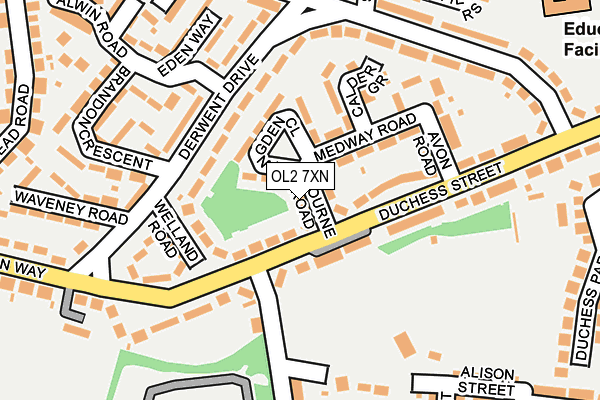 OL2 7XN map - OS OpenMap – Local (Ordnance Survey)
