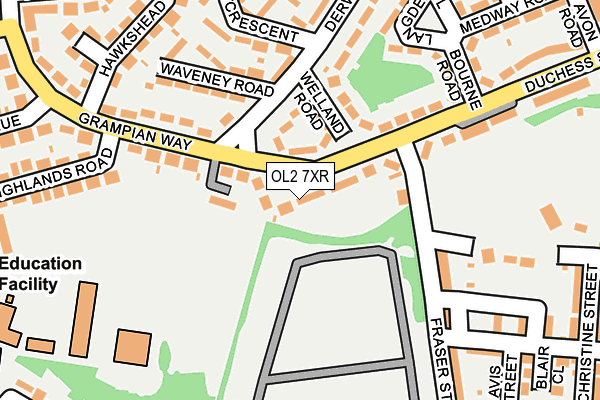OL2 7XR map - OS OpenMap – Local (Ordnance Survey)