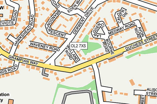 OL2 7XS map - OS OpenMap – Local (Ordnance Survey)